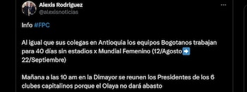 Equipos de Bogotá hablarían con