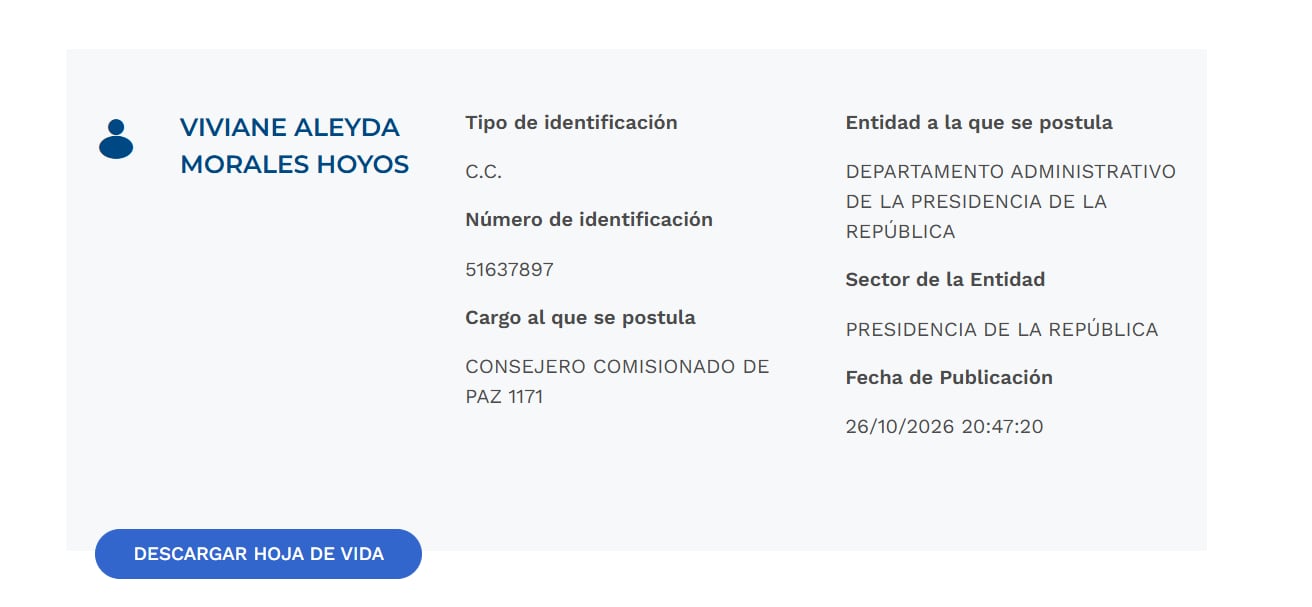 La nueva funcionaria asumirá compromisos con más de diez millones de víctimas y la reincorporación de trece mil excombatientes - crédito página de aspirantes Presidencia