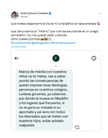 Jonier Quiceno denunció ser víctima