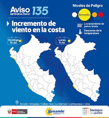 Incremento del viento en la