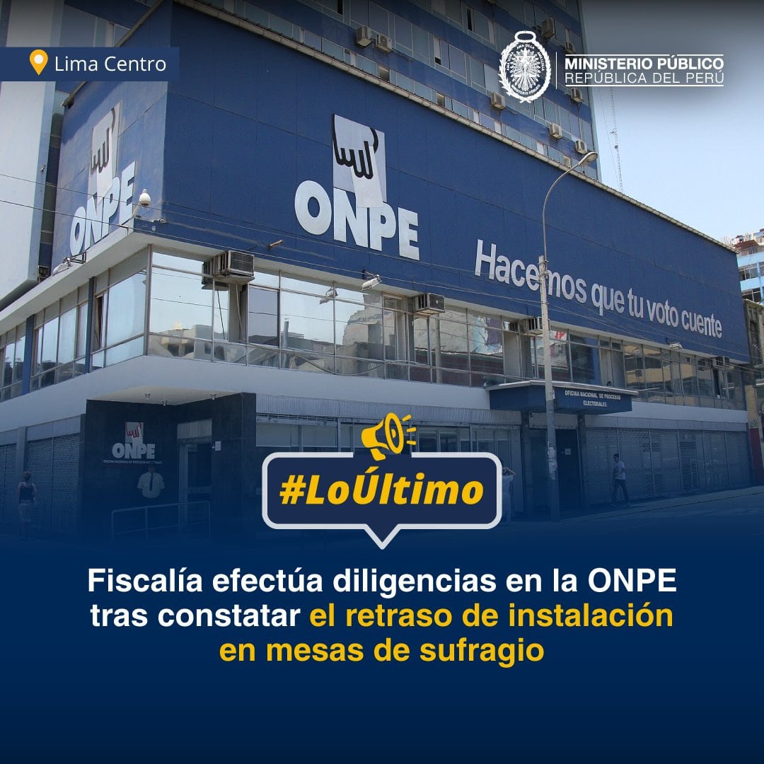 La Fiscalía de Perú efectúa diligencias en la sede de la ONPE en Lima Centro tras constatar retrasos en la instalación de mesas de sufragio para las Elecciones 2026. (Fiscalía de la Nación)