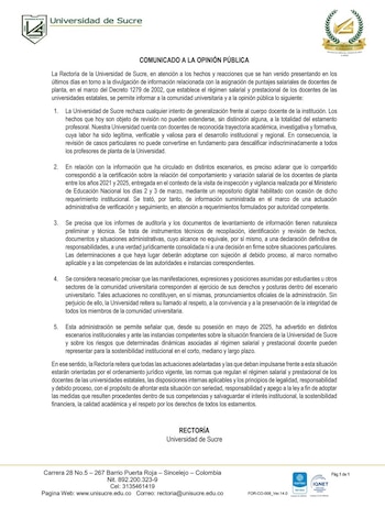 El presunto fraude en Unisucre surge tras la detección de alteraciones en los puntos salariales derivados del Decreto 1279 de 2002 - crédito unisucreco/IG