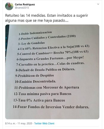 El tuit de Rodríguez