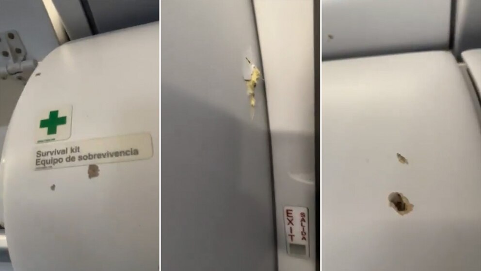 Así lucen los impactos de bala en el avión | Foto: CNN Así lucen los impactos de bala en el avión | Foto: CNN