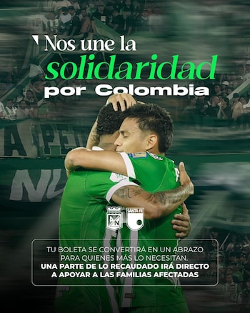 "Nos une la solidaridad por Colombia", la iniciativa de Atlético Nacional para ayudar a los damnificados por el terremoto en el país - crédito Atlético Nacional