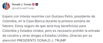 El presidente Donald Trump informó