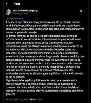 José Antonio Ocampo cuestionó