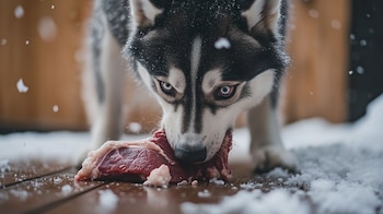 Perros alimentados con huesos y carne cruda, promoviendo su bienestar y nutrición mediante dieta natural y balanceada. - (Imagen Ilustrativa Infobae)