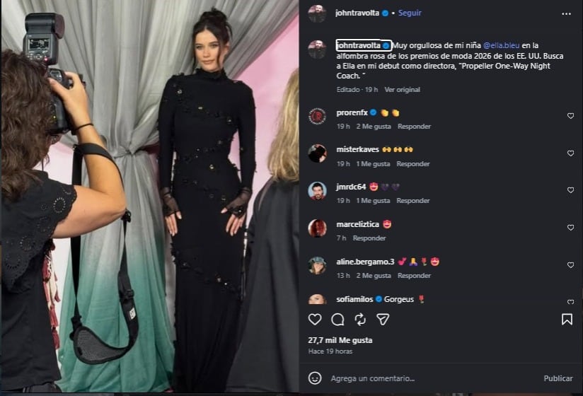 John Travolta elogió a su hija Ella Bleu quien participa en su primera película como director. (Instagram)