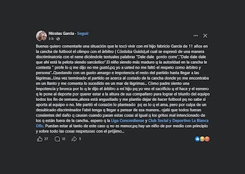 "árbitro denunciado por discriminar a un niño de 11 años en Concordia