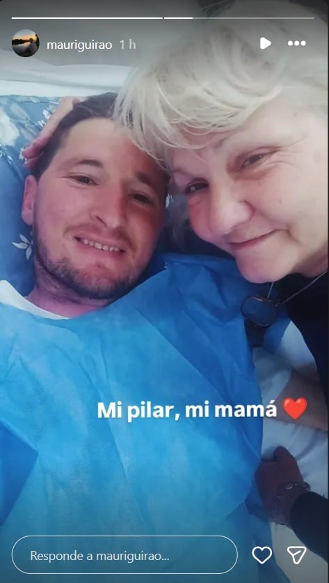 Guirao difundió una imagen junto a su madre en el sanatorio para resaltar el acompañamiento familiar