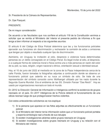 Carta dirigida a la Cámara