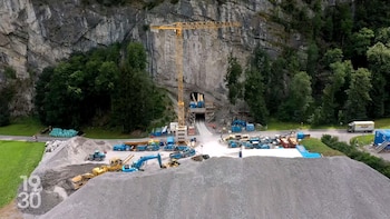 Primeras imágenes de la construcción de bóvedas bajo los Alpes para que millonarios guarden su fortuna. (RTS/Brünig Mega Safe)