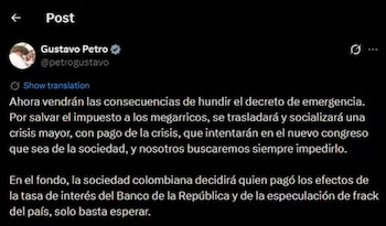 El presidente Gustavo Petro rechazó