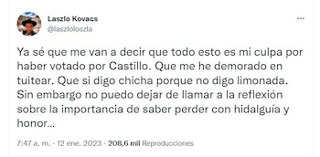 Laszlo Kóvacs se pronuncia. (Twitter)