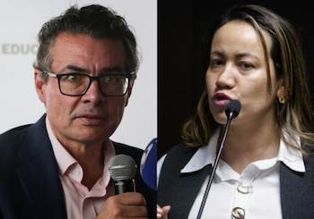 Alejandro Gaviria y la ministra de Salud, Carolina Corcho
