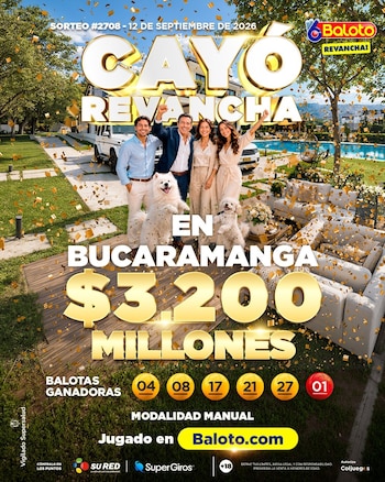 Bucaramanga recibió por primera vez en 2026 el acumulado de Revancha, en la tercera ocasión del año en que cayó la bolsa mayor - crédito Baloto