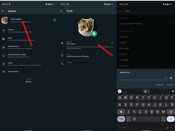 Estado de WhatsApp en blanco.