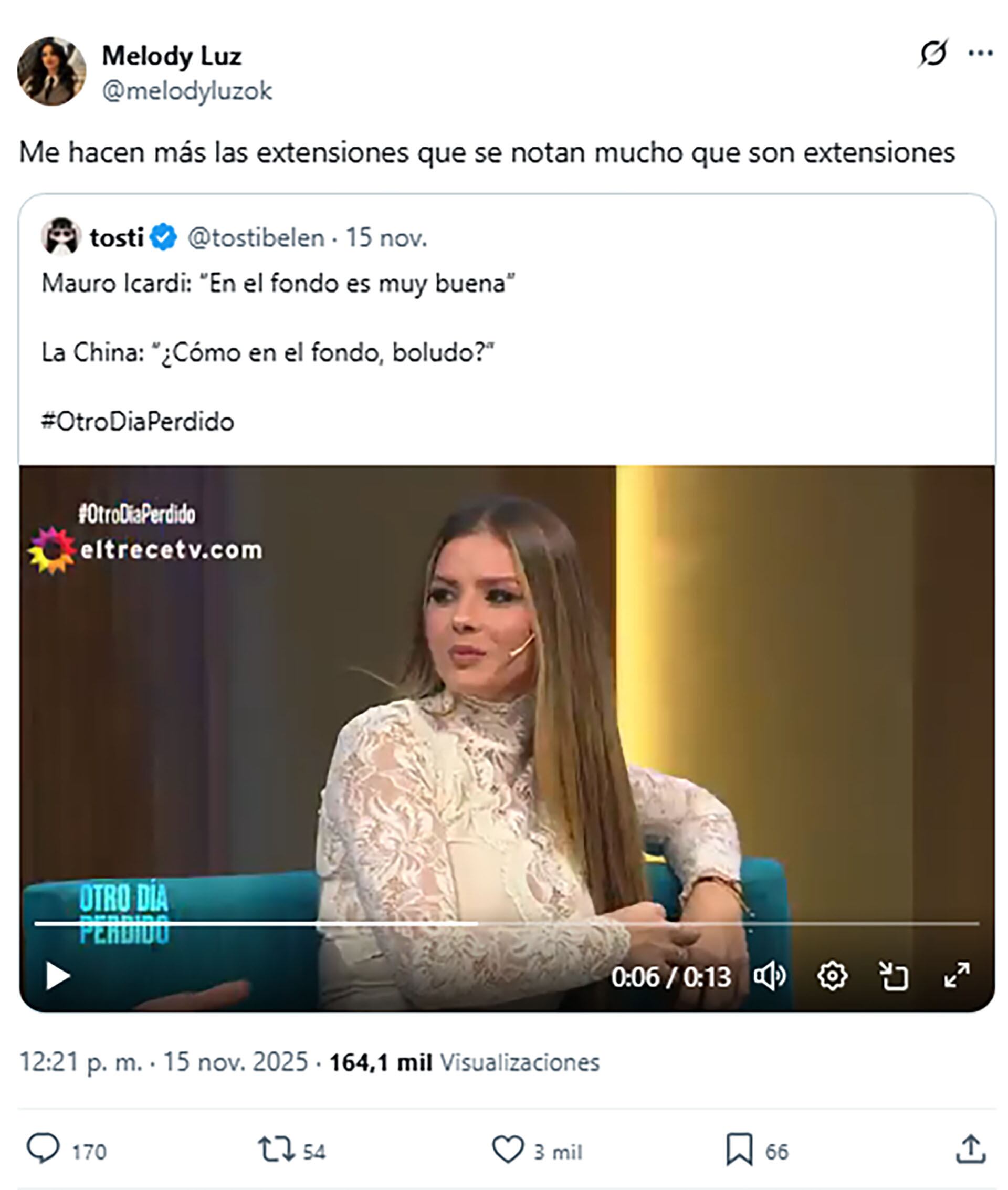 El comentario de Melody Luz sobre las extensiones de la China Suárez se volvió viral