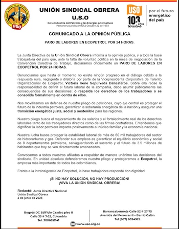 crédito USO Colombia/Facebook