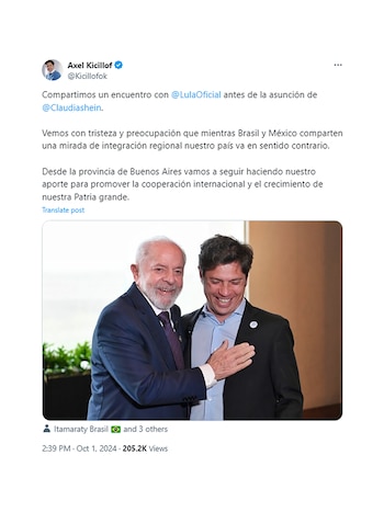 El mensaje que compartió Axel Kicillof tras el encuentro con Lula da Silva en suelo mexicano