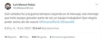 Luis Manuel Seijas le dio la bienvenida a Pablo Peirano