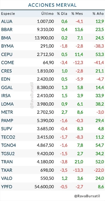 Acciones locales del Merval (Rava