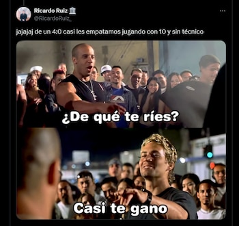 Meme por la derrota de Millonarios frente a Santa Fe - crédito @RicardoRuiz_/X