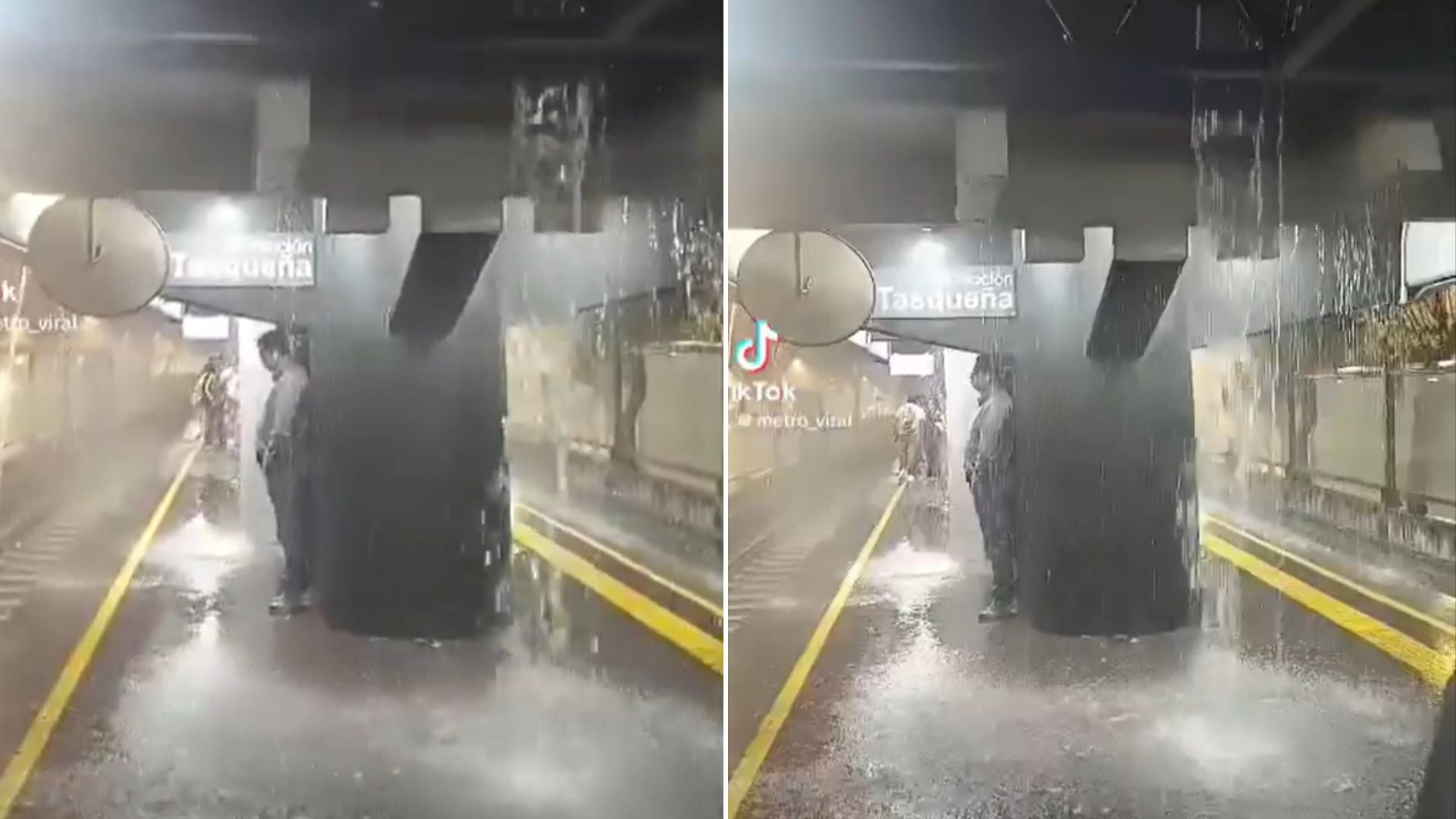 Captan el momento en el que la lluvia se filtró en el Tren Ligero (X/ @MetroViralMx)