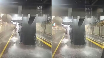 Tren Ligero CDMX se volvió una cascada, usuarios difunden videos de filtración de lluvia en La Noria