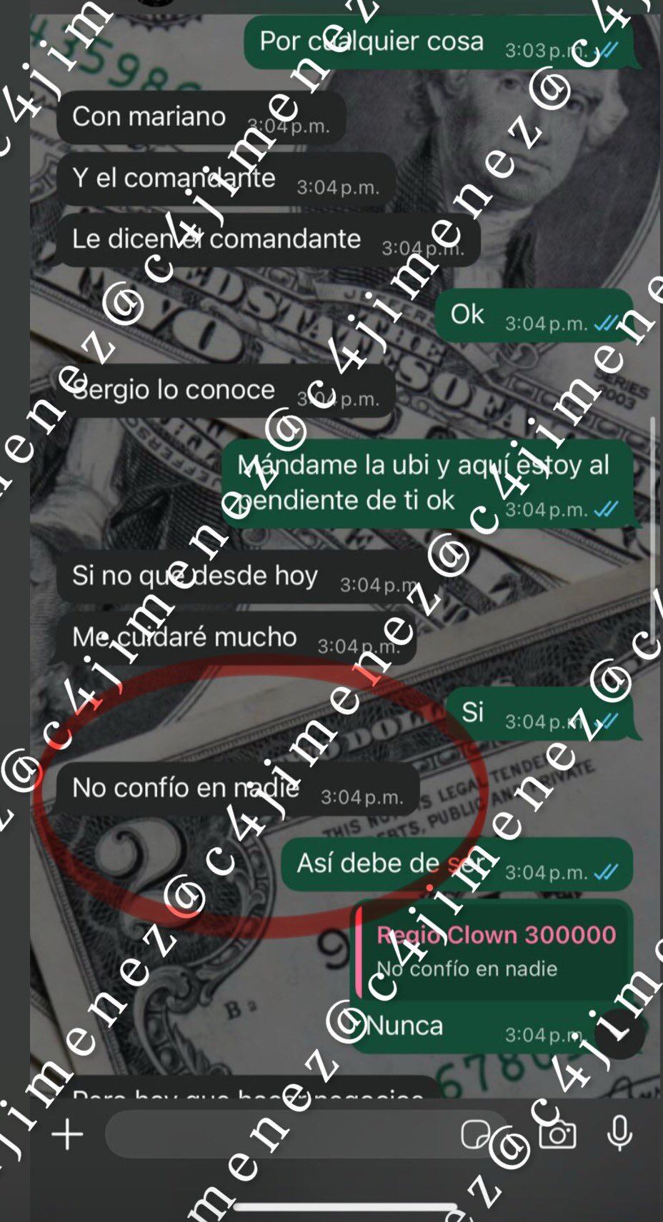 Conversación de Regio Clown. (X/@c4jimenez)