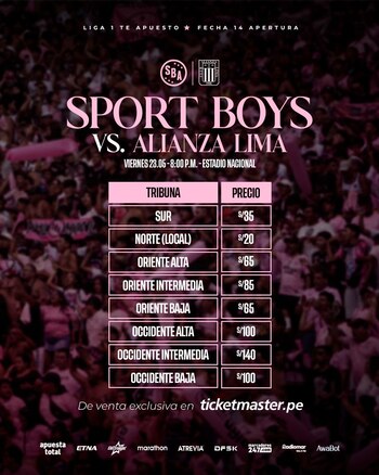 Precios de entradas para Alianza