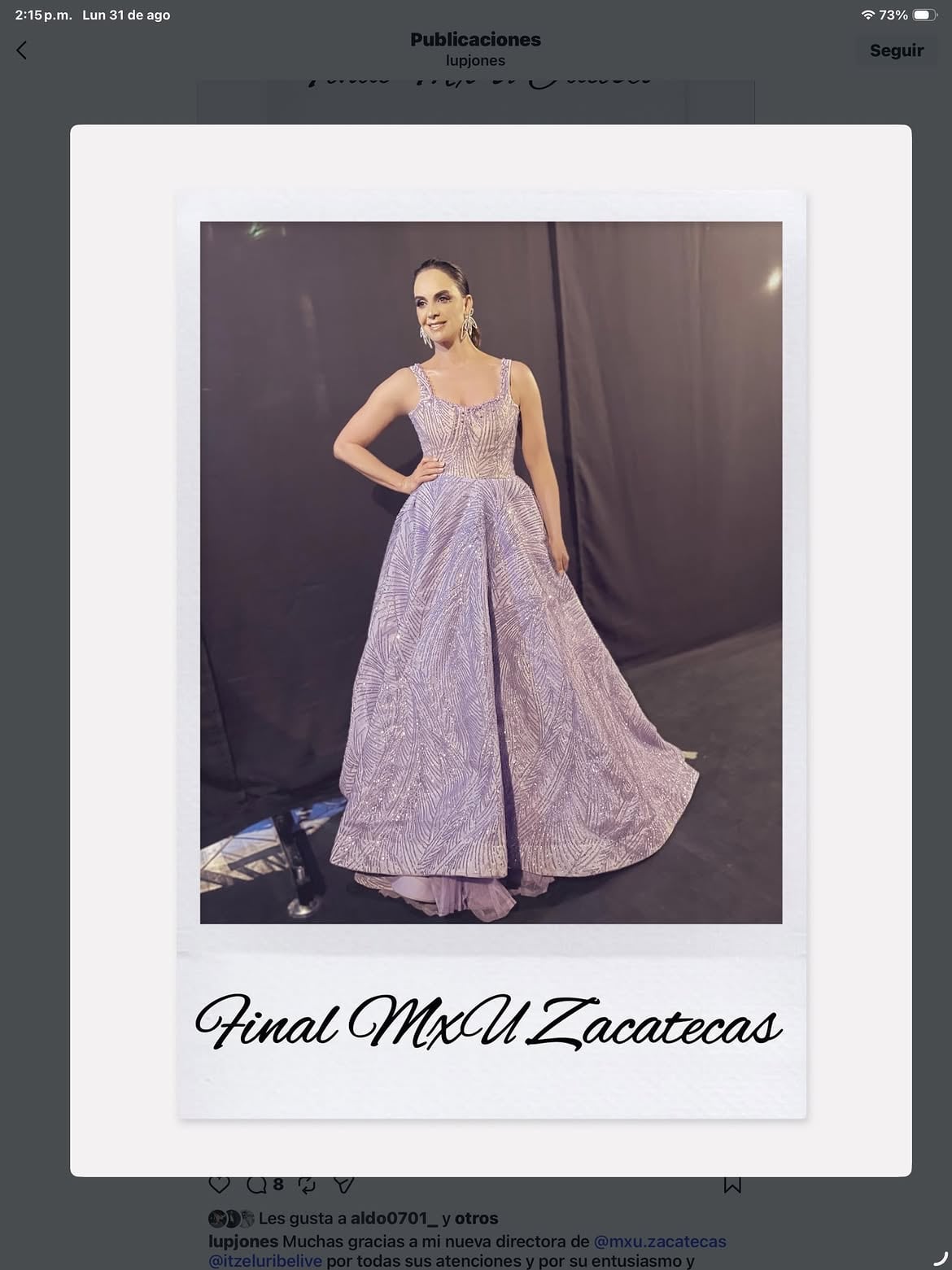 Vestido de Felipe Alvarado. (Instagram: Felipe Alvarado)