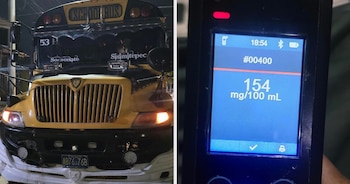 Los pasajeros de un autobús urbano de la ruta R-53 en Nahuizalco alertaron a las autoridades sobre la conducta del motorista. (Foto cortesía Policía Nacional Civil)