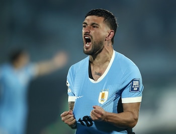 De Arrascaeta celebra un gol con la casaca de Uruguay ante Venezuela, por las Eliminatorias sudamericanas (REUTERS/Andres Cuenca)