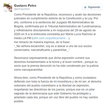 El presidente Gustavo Petro publicó