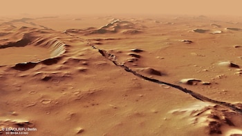 Mars Reconnaissance Orbiter captura imagen de formación en Arsia Mons (ESA/DLR/FU BERLIN)