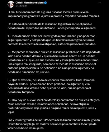 La secretaria de las Mujeres