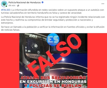 La institución calificó como falsa la información difundida en plataformas digitales. (FOTO: Policía Nacional)