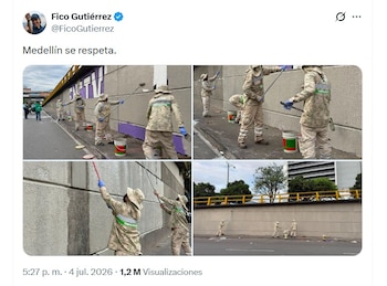 El alcalde Federico Gutiérrez defendió la decisión y aseguró que la ciudad “se respeta”, en medio de la controversia por el borrado del mural - crédito @FicoGutierrezX