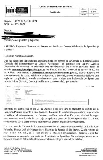 Confirmación de que correo del