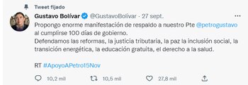 Senador Gustavo Bolívar convoca a