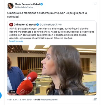 La senadora María Fernanda Cabal