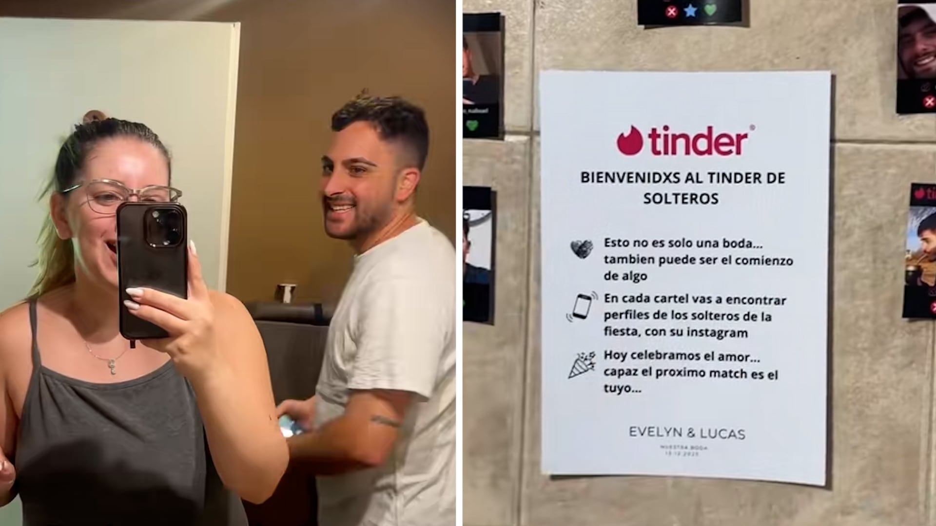 Evelyn y Lucas sorprendieron a sus invitados con una dinámica inspirada en aplicaciones de citas durante su casamiento