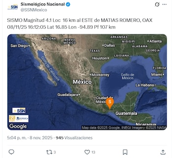 Se registró un sismo de
