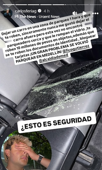 Carlos cuestionó que el vehículo fuera vandalizado pese a que estaba en una zona de estacionamiento por la que había pagado - crédito @carlosferiag/ Instagram