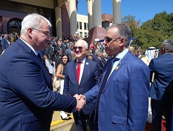 El canciller ucraniano, Andrii Sybiha, su par uruguayo, Mario Lubetkin, y el preside te de Uruguay, Yamandú Orsi (@andrii_sybiha)