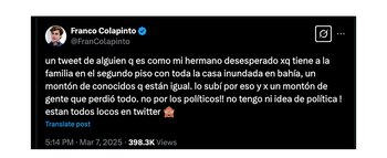 La aclaración de Franco Colapinto