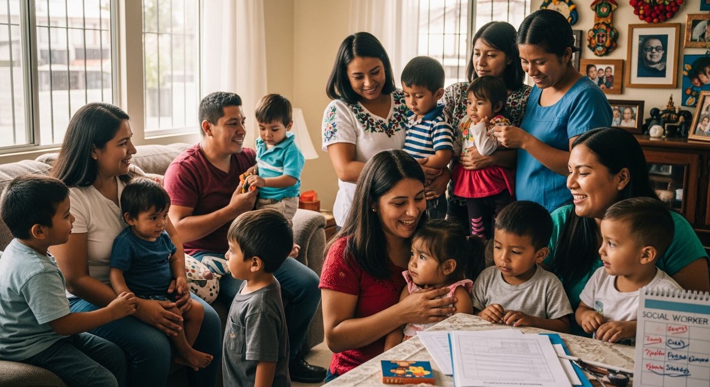 Varias familias de acogimiento guatemaltecas comparten un momento alegre con niños en proceso de adopción, simbolizando el apoyo y la esperanza en sus vidas. (Imagen Ilustrativa Infobae)