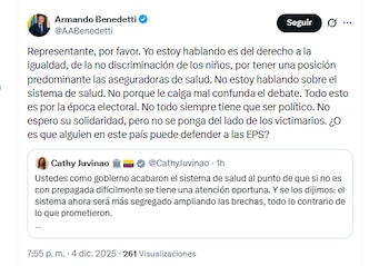 El ministro Armando Benedetti respondió